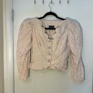 Cachet Light Pink Textured jacket with Button Accents